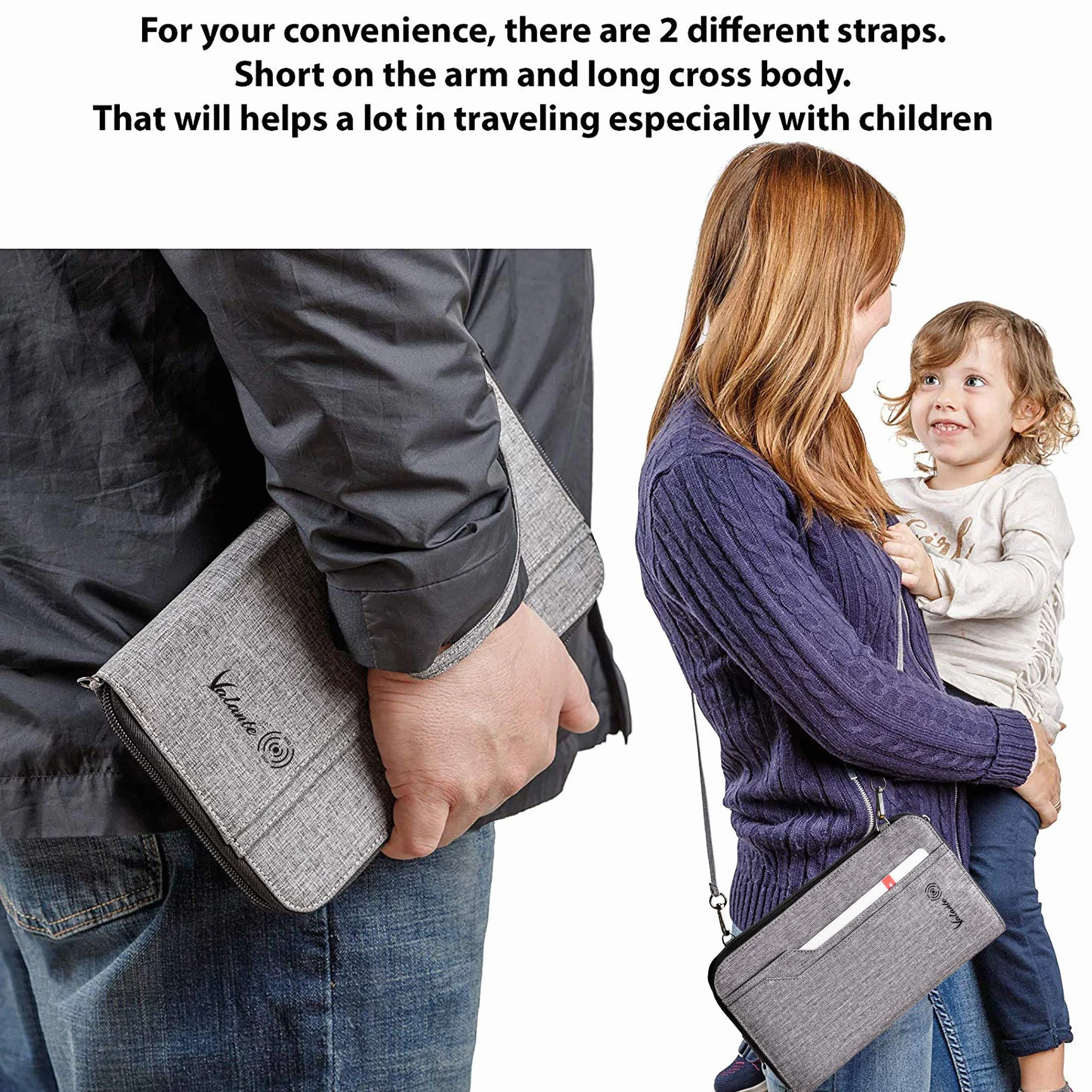 Valante - Portadocumenti da viaggio per famiglia, con porta passaporto RFID