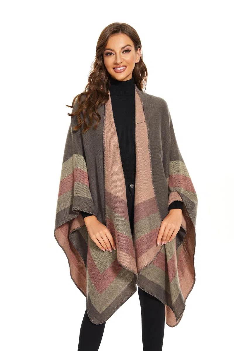 Elegante Mantella da Donna con Fronte Aperto Poncho Morbido, Adatto per Primavera, Autunno e Inverno