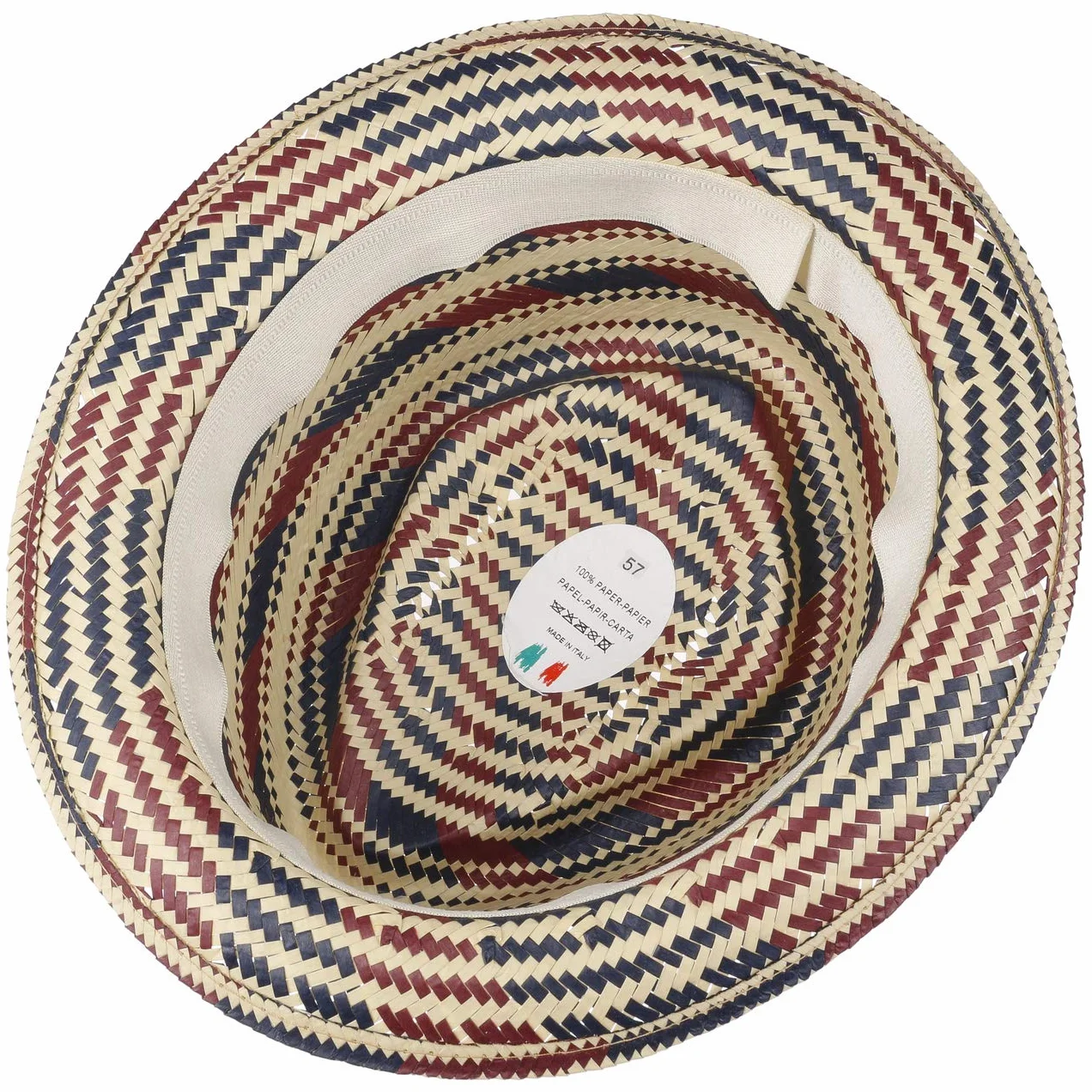 LIPODO Berdasco Cappello Pork Pie a Righe in Carta Paglia Prodotto in Italia Unisex Primavera Estate