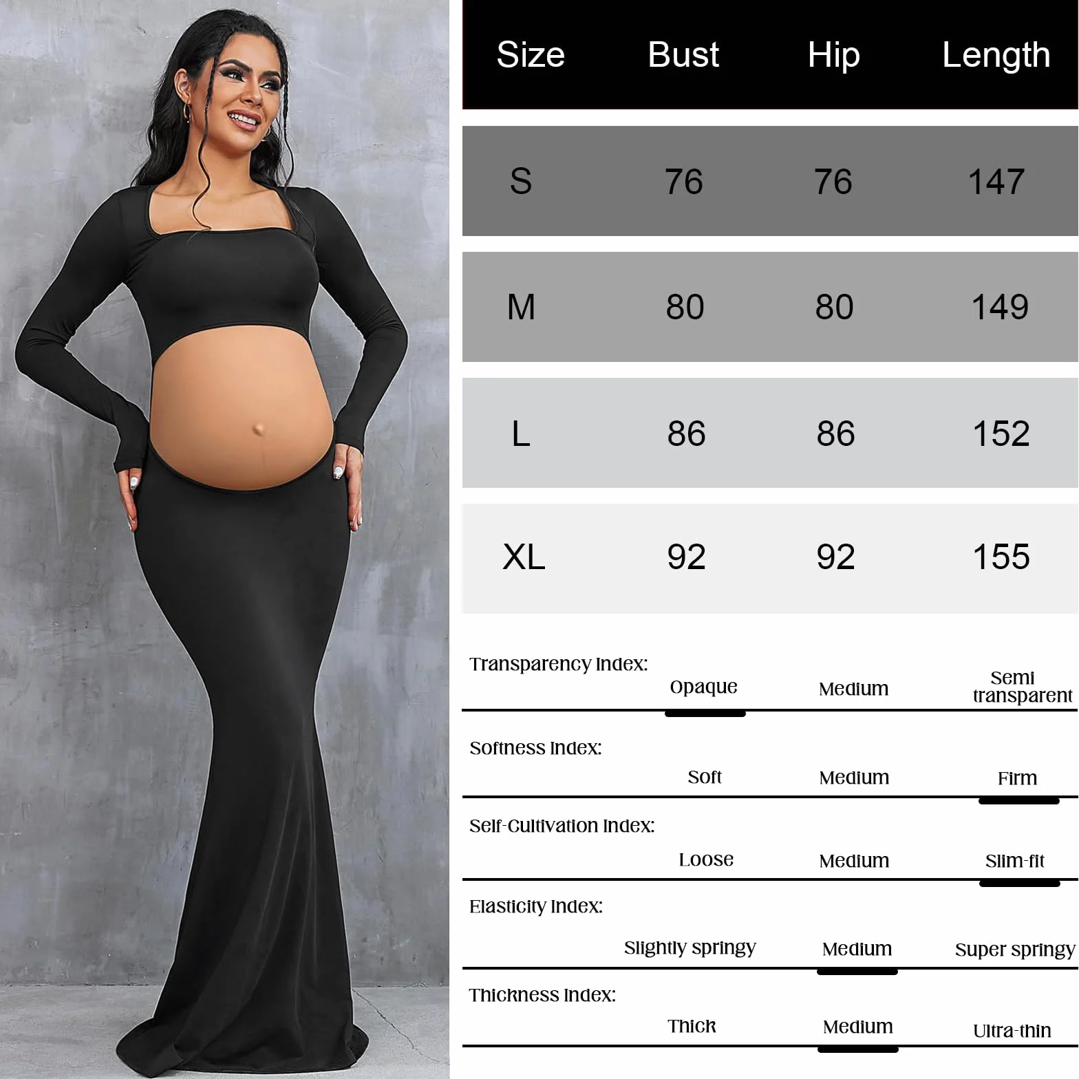 Abito di Premaman per la Fotografia Vestito di maternità Shooting Foto Vestito Maxi Hollow Maniche Lunghe Eleganti Abito Senza Schienale Abiti Lungo Gravidanza per Photoshoot