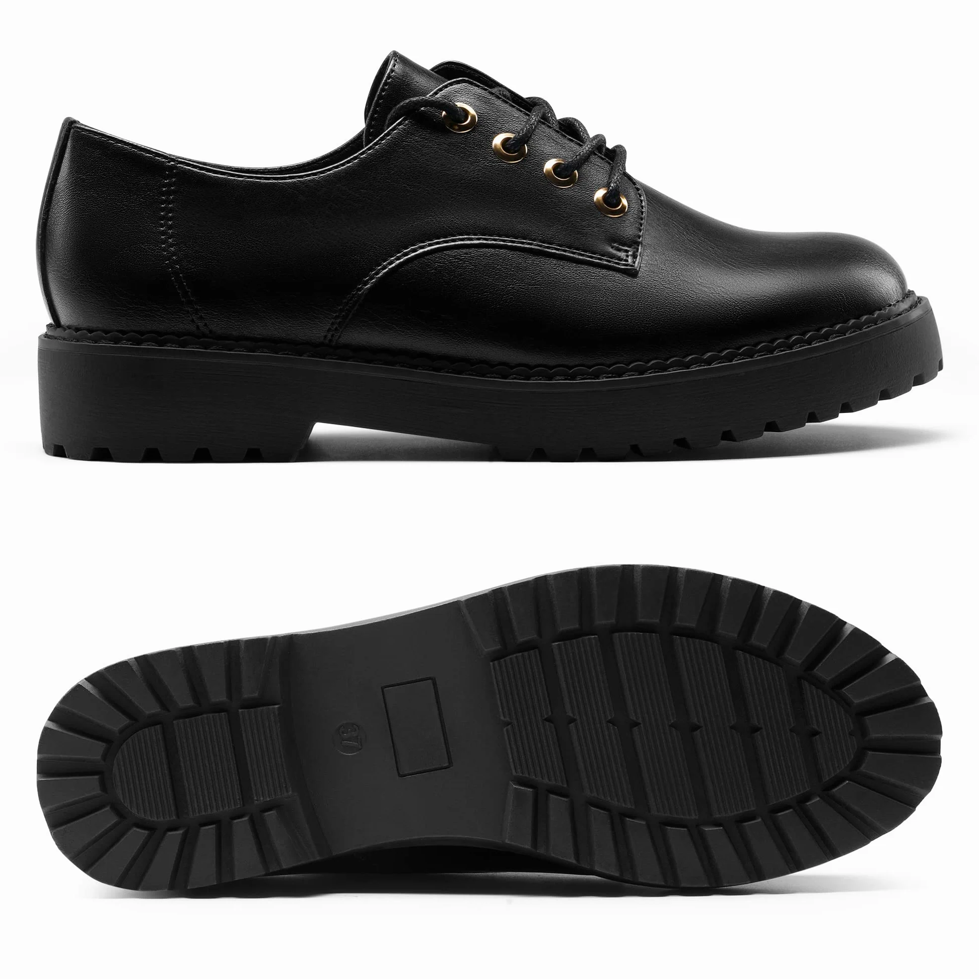 DREAM PAIRS Scarpe Eleganti Classiche da Donna con Cinturino a T e Tacco Oxford,Size 37,Nero/Pu,SDOX2202W-E