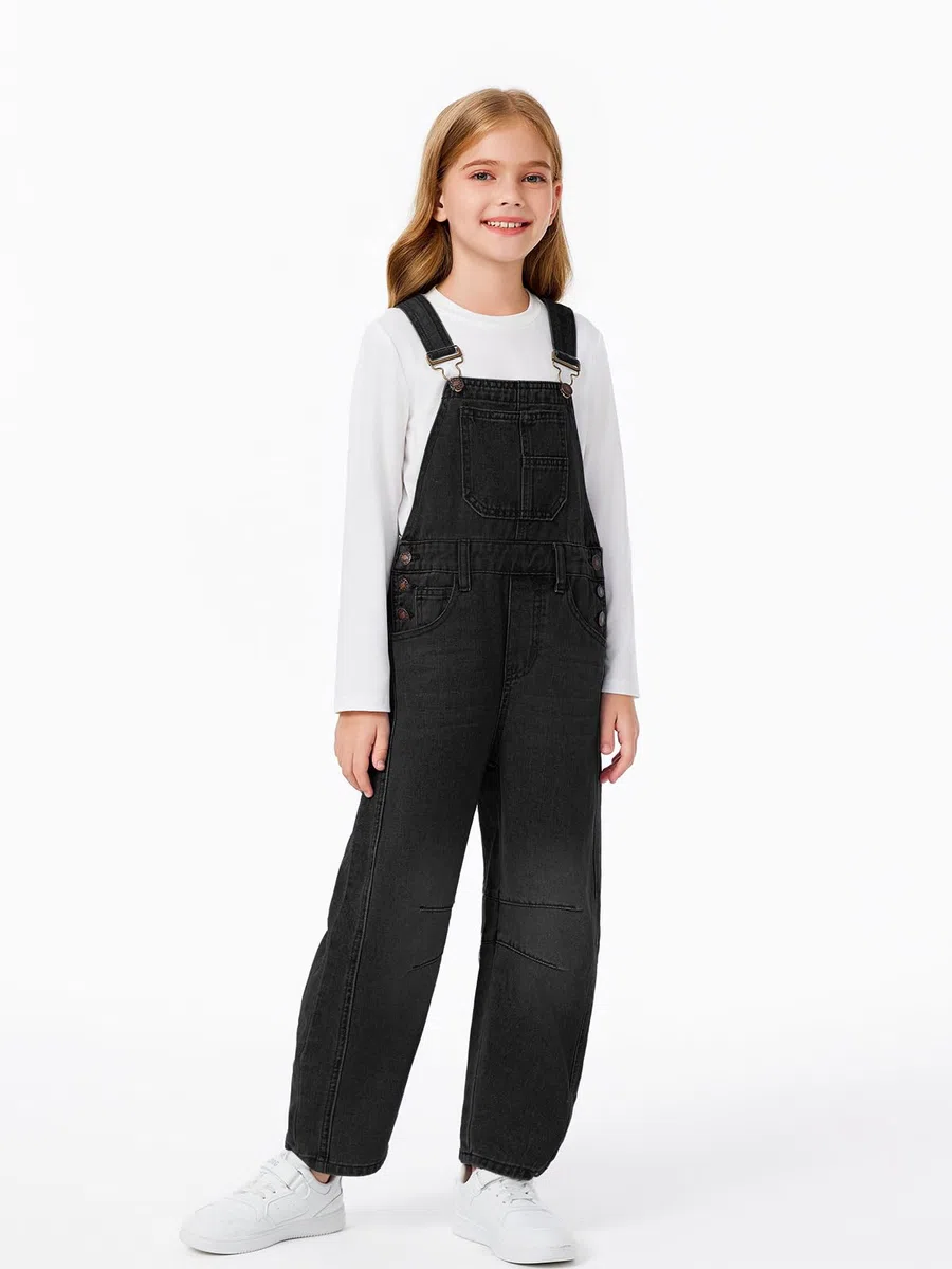 Haloumoning Denim Jumpsuit Girls Jeans Salopette Bambini Senza Maniche Lunghe Tuta Casual Loose Fit Pagliaccetto con Tasche