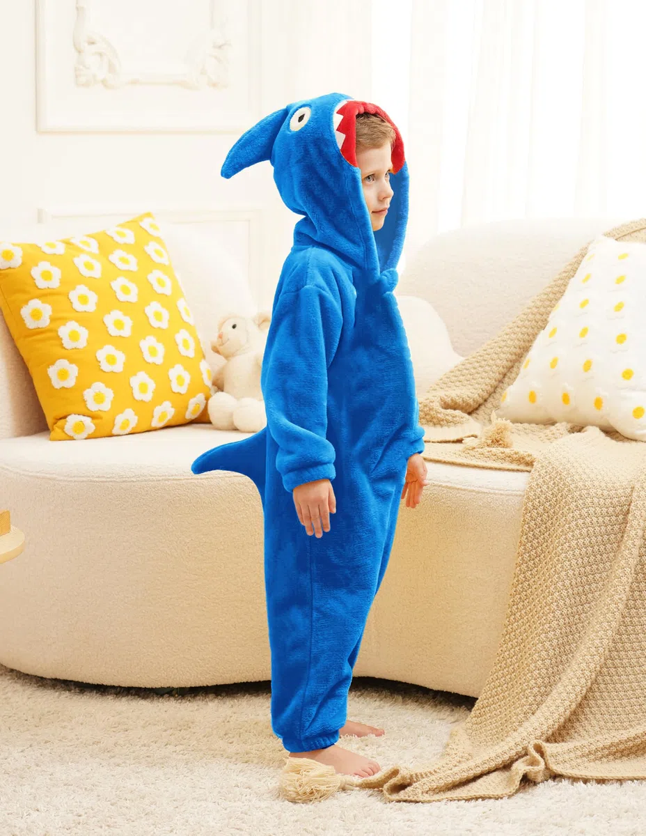 LOLANTA Costume da Squalo Costume per Bambini,Costume in Flanella con Cappuccio,Costumi da Carnevale