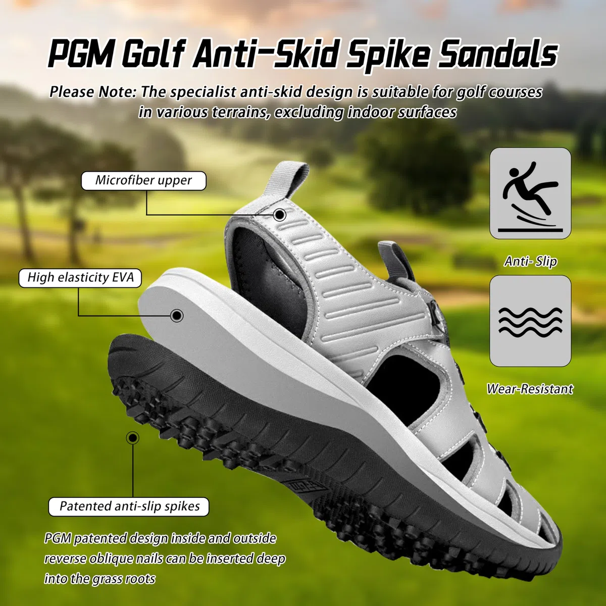 PGM Sandali da Golf da Uomo, Sandali Sportivi Casual, Leggeri, Antiscivolo e Traspiranti, Scarpe per Sport, Escursionismo e attività all’Aperto