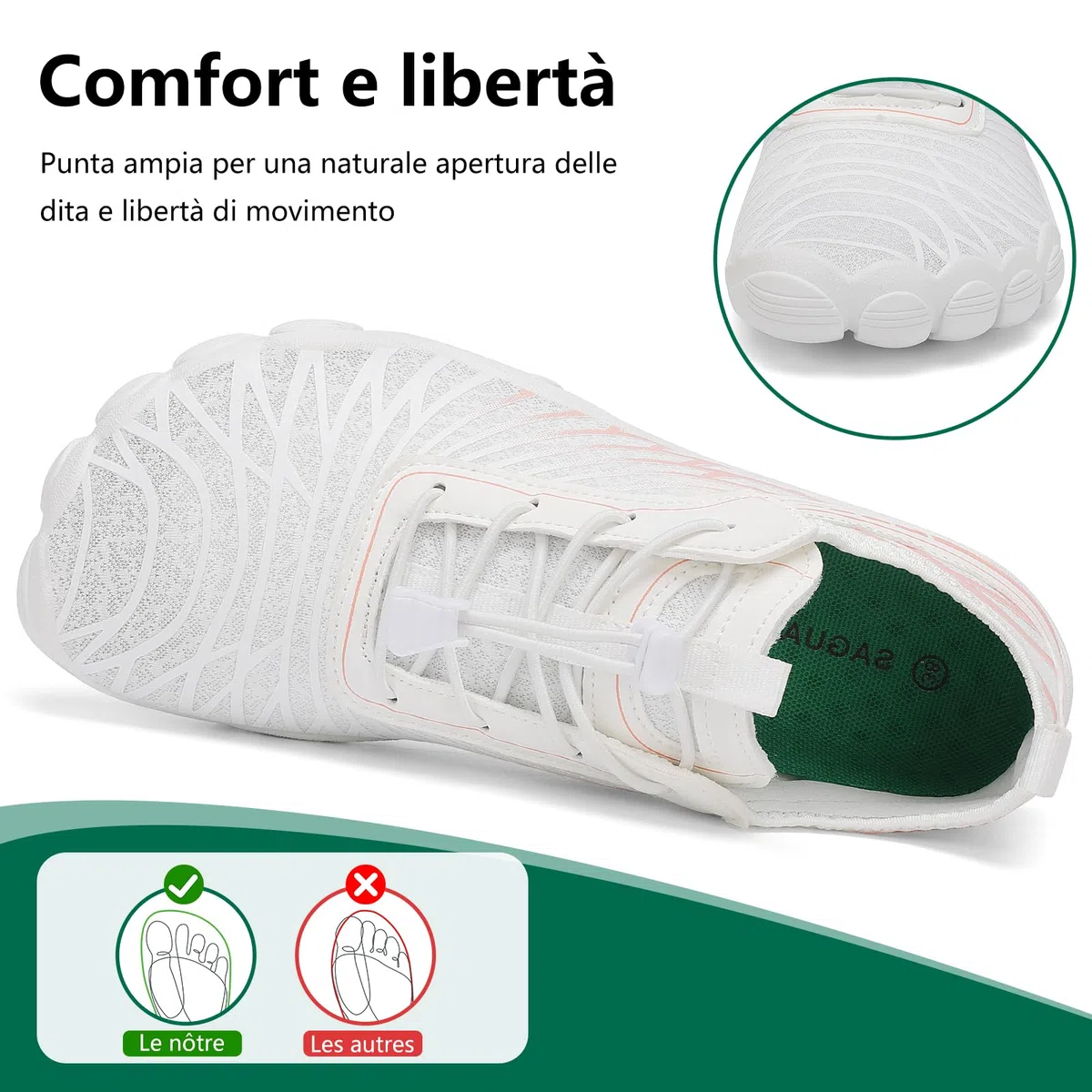 SAGUARO Scarpe Barefoot Minimaliste Donna Scarpe da Scoglio Traspiranti Asciugatura Rapida, 35-43 EU