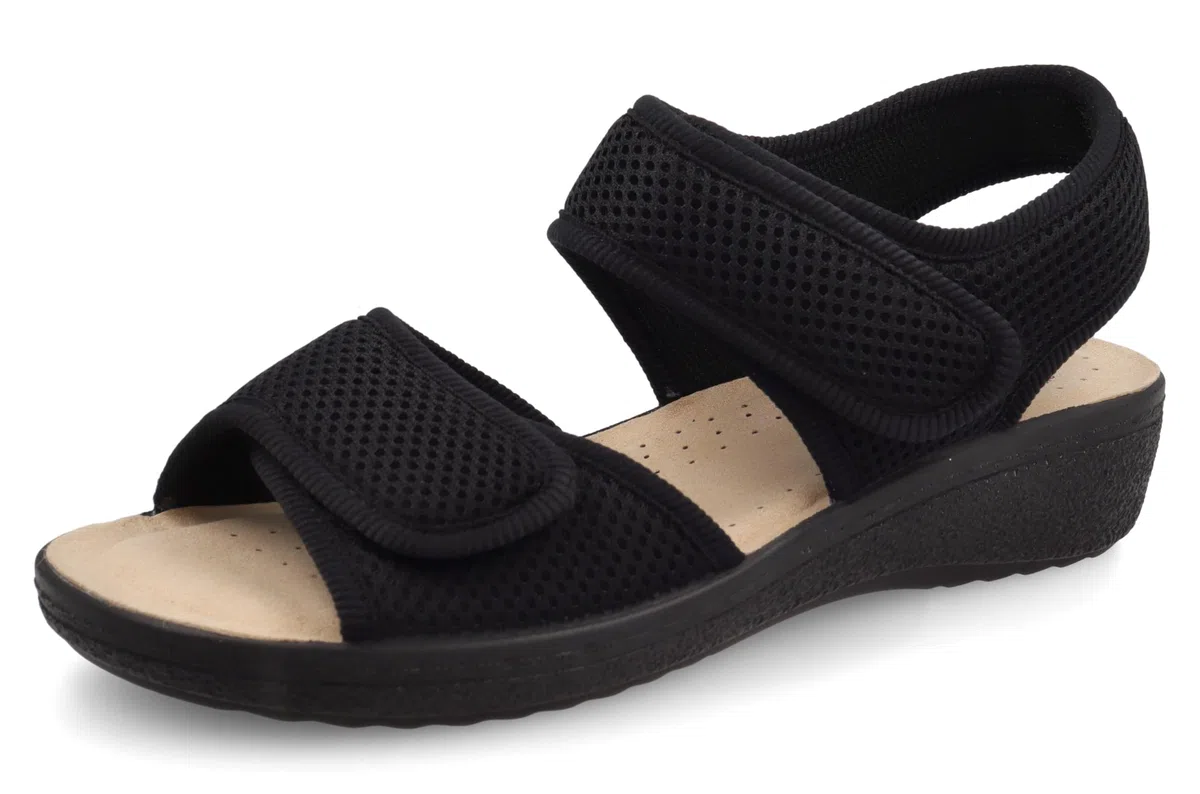 Fly Flot Sandalo Donna in Rete Elastica con Doppia Fascia A Strappo Regolabile, Sottopiede in Evopell, Ciabatte
