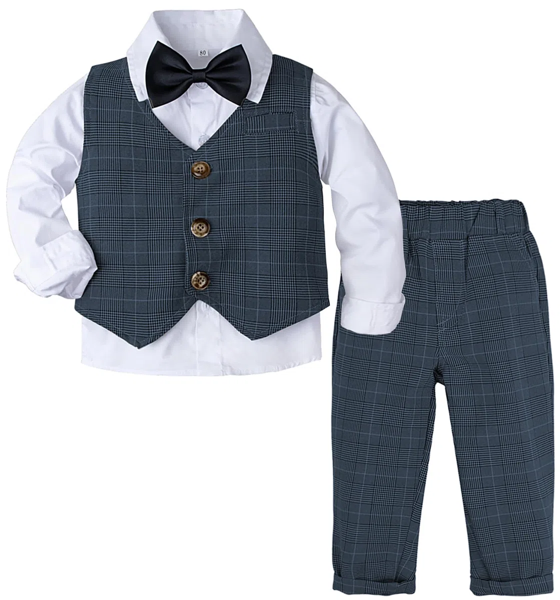 mintgreen Bambino Ragazzi Set di Abiti da Uomo Camicia a Maniche Lunghe con Papillon + Gilet + Pantaloni, 1-4 Anni