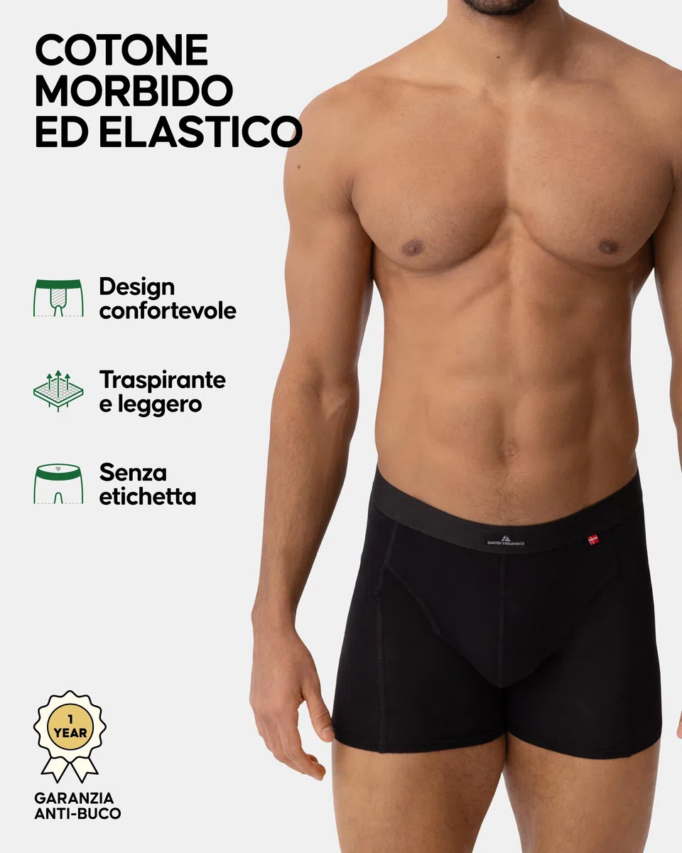 Danish Endurance Boxer da Uomo in Cotone Premium, Elastico, Biancheria Intima Comoda, 3 Confezioni