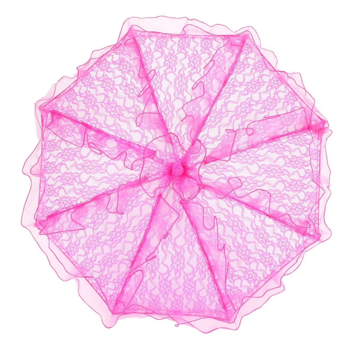 KIMISS Ombrello in Pizzo Rosa Ombrello Parasole Rosa Tessuto in Pizzo Ombrello da Sposa Ombrello in Pizzo Pieghevole Unico Ombrello Parasole Puntelli per Prestazioni (Rosa Rossa)