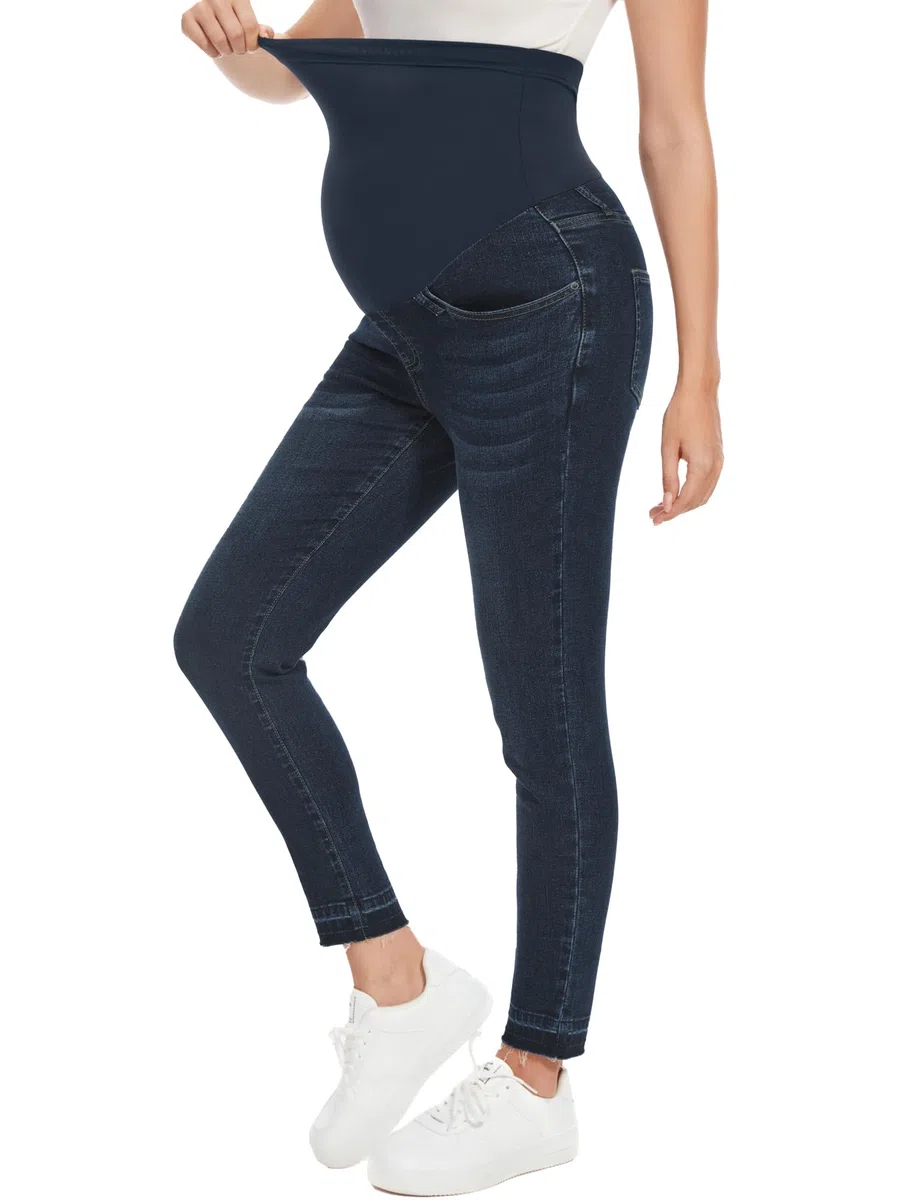 PACBREEZE Jeans premaman da donna sopra la pancia skinny pantaloni in denim elasticizzati comodi pantaloni slim gravidanza