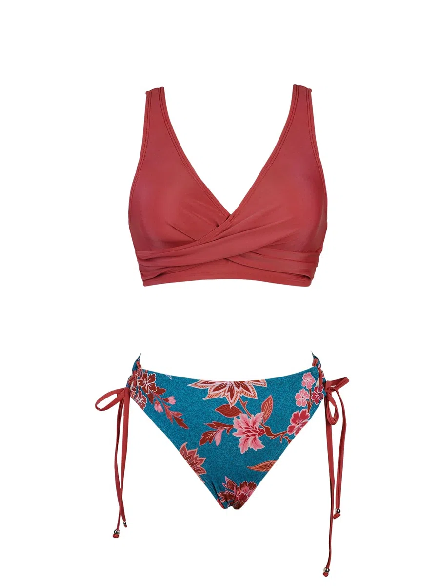 CUPSHE Bikini Set Push-up Stampa Floreale Scollo a V Due Pezzi