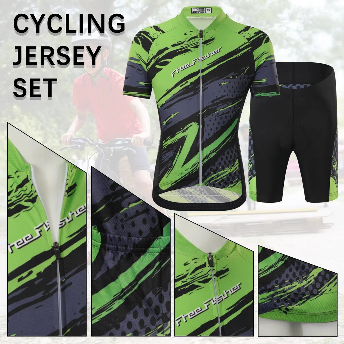 Bambino Ragazzo Maglie Ciclismo Ragazza Quick Dry Maglie Manica Corta&Pantaloncini da bicicletta con Cuscino di Seduta 3D Traspirante Abbigliamento Sportivo Ciclismo