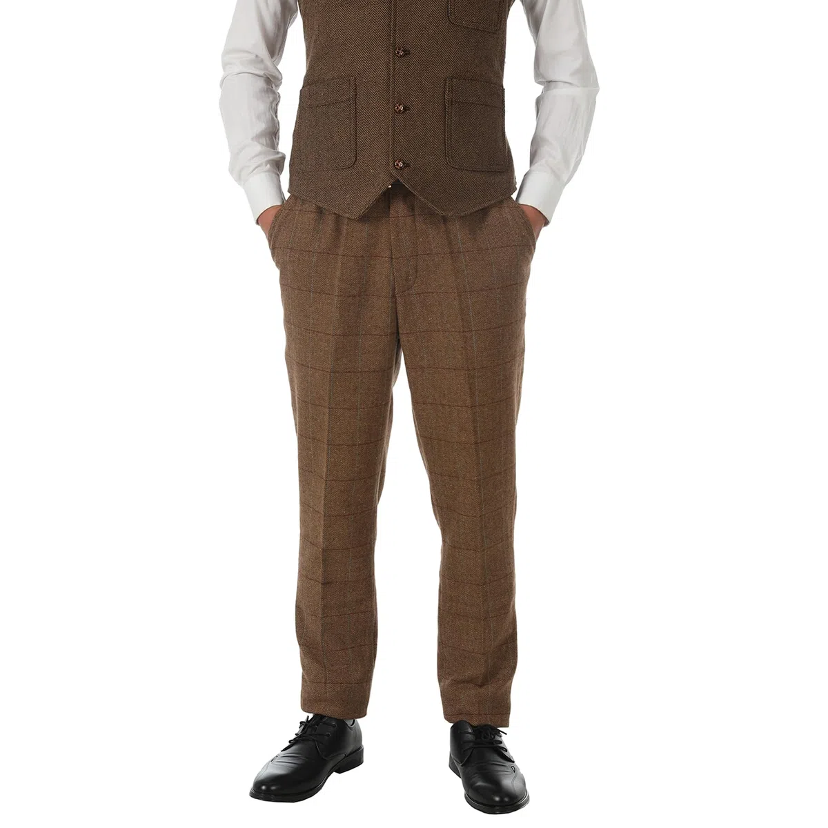 Solovedress Pantaloni classici da uomo Business Straight Fit Pantaloni a quadri per occasioni formali