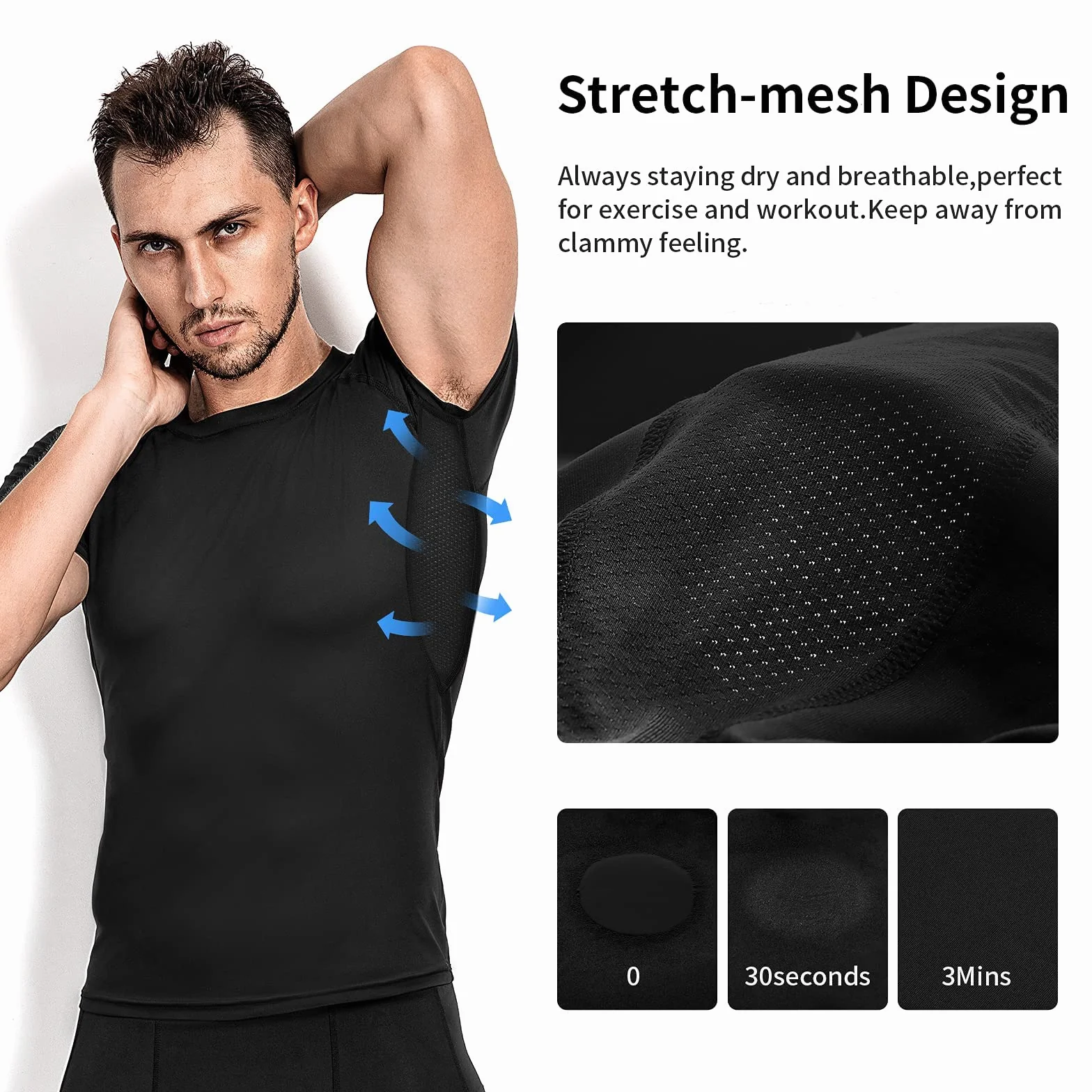 Niksa 3 Pezzi Maglietta Uomo，Maglia a Manica Corta Traspirante Asciugatura Rapida Compression da Uomo Sport per Correre Jogging Fitness Palestra