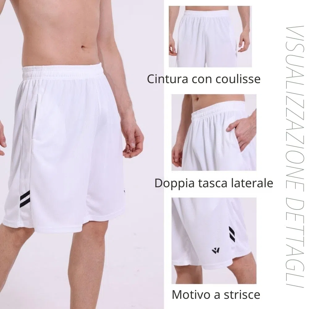 Confezione da 5 pantaloncini sportivi da uomo con tasche ed elastico in vita, pantaloncini da allenamento ad asciugatura rapida da corsa, M