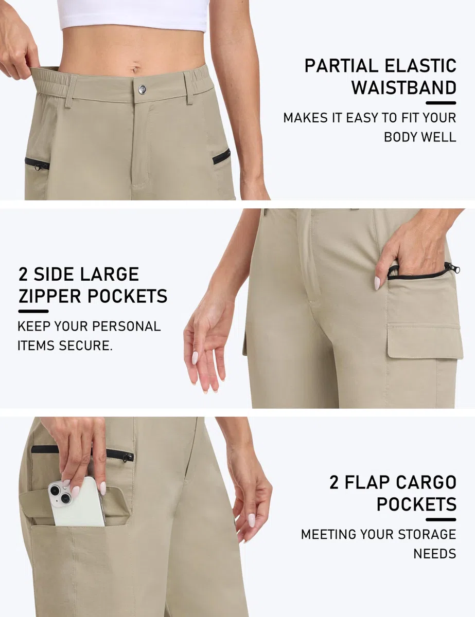 MoFiz Pantaloncini Cargo da Donna, Pantaloncini da Escursionismo da Donna con Tasche, Trekking Impermeabili Leggeri Cargo Pantaloncini da Donna, per all'aperto, Sportivi, Estivi