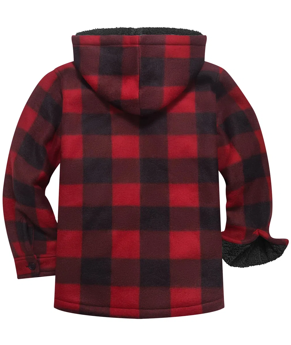 zitysport Camicia Giacca Ragazzi Felpa con Cappuccio Spessa Plaid Bambini Zip Di Flanella Calda Sudore Outdoor Felpa Foderato Invernali Tasca
