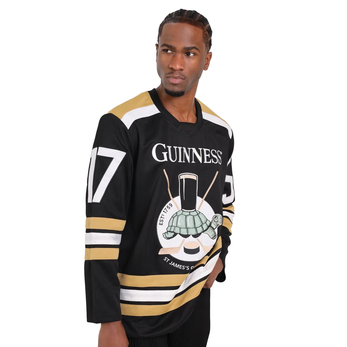 Guinness Maglia da hockey ricamata in poliestere, maglietta da hockey con logo ufficiale
