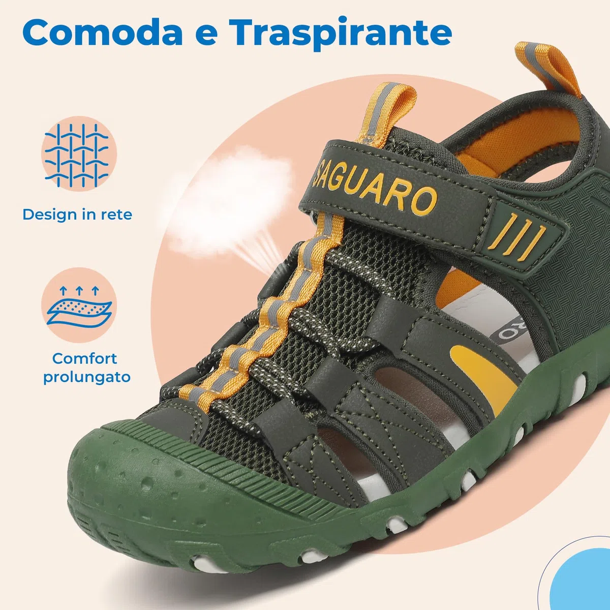 SAGUARO Sandali Bambini Estivi a Punta Chiusa, Traspiranti e Leggeri, Scarpe per Uso Quotidiano all’Aperto,25-38