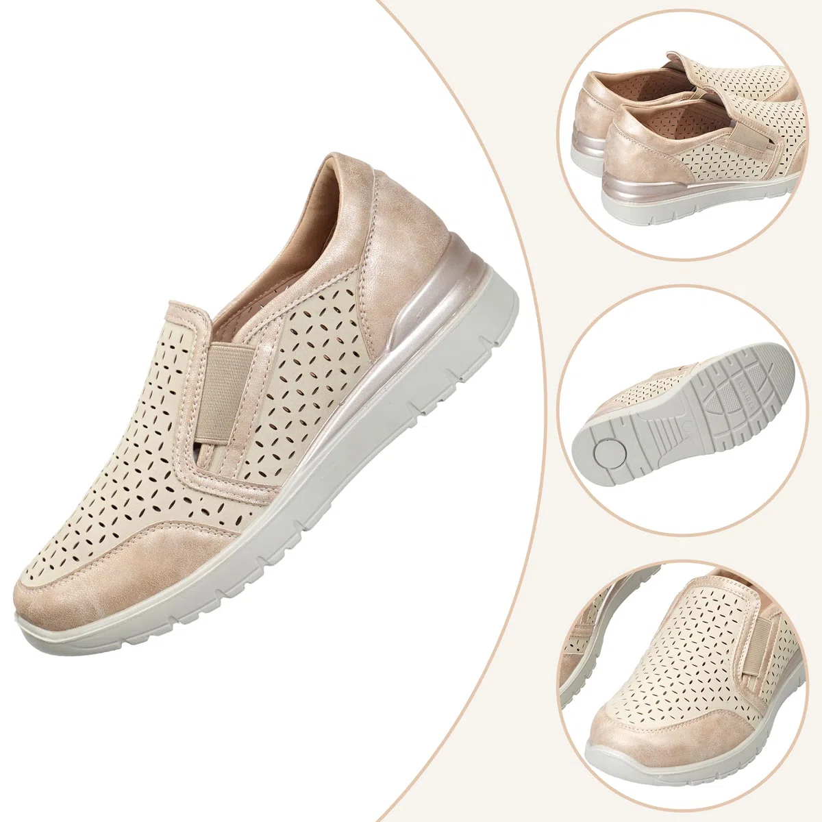 Loafer Donna Slipper in Pelle Comode Mocassino Plateau Scarpe da Business Sandali Larghi Slip-on Scarpe Estive Donna Scarpe Basse per Ufficio e Tutti i Giorni