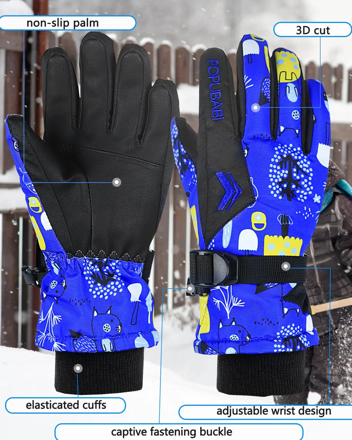 Thinsulate - Guanti da sci per bambini, impermeabili, invernali, termici, guanti da neve, per snowboard, sci, escursionismo, corsa, ciclismo