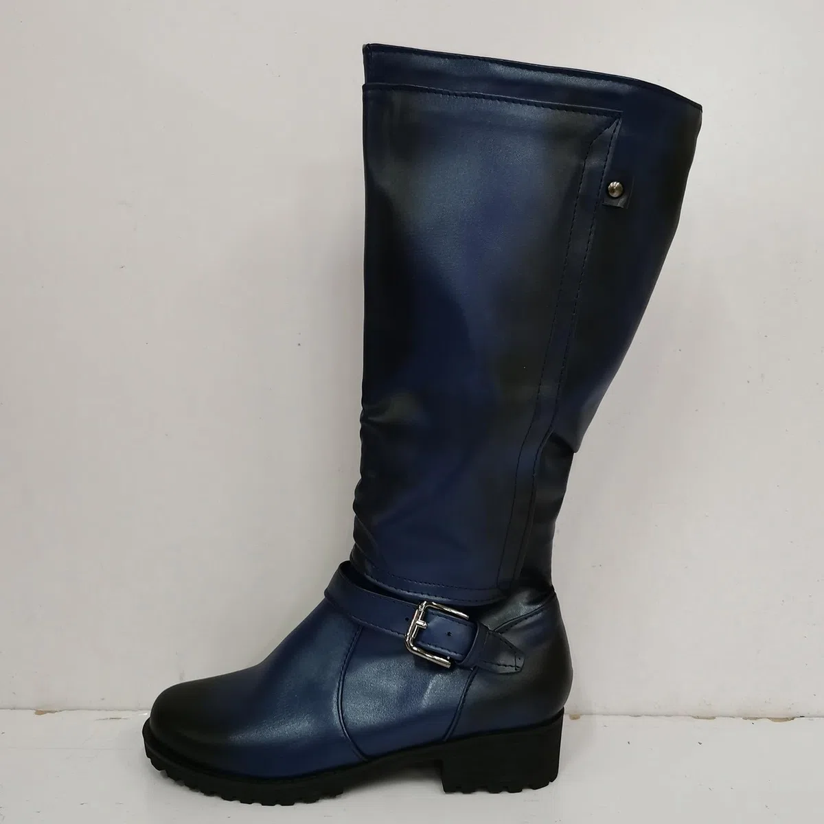 Generico Stivali Donna Autunno Inverno Tacco Grosso Cowboy Fibbia Cintura Alti Mid Calf Commercio Estero