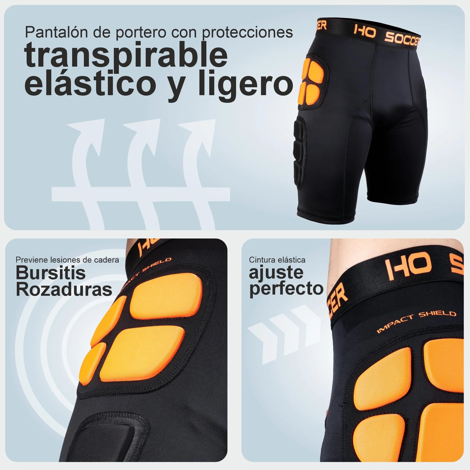 HO Soccer - Short Impact Shield Jr, Pantaloncini da Portiere Unisex - Bambini e Ragazzi