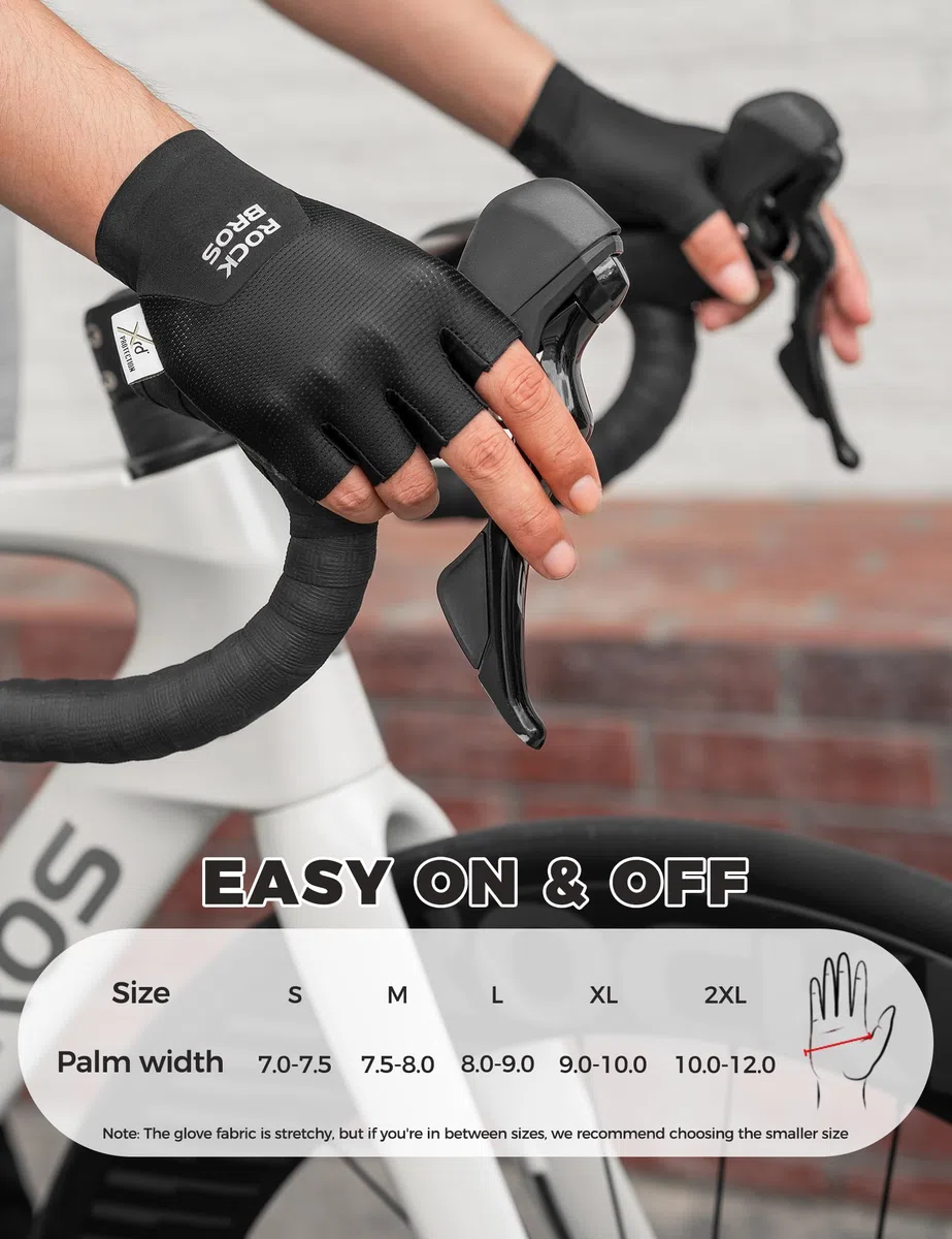 ROCKBROS Guanti da Ciclismo Mezze Dita, Guanti Sportivi con Imbottitura Ammortizzante, Traspiranti ed Elastici, Uomo e Donna, per Bici, Corsa, Palestra
