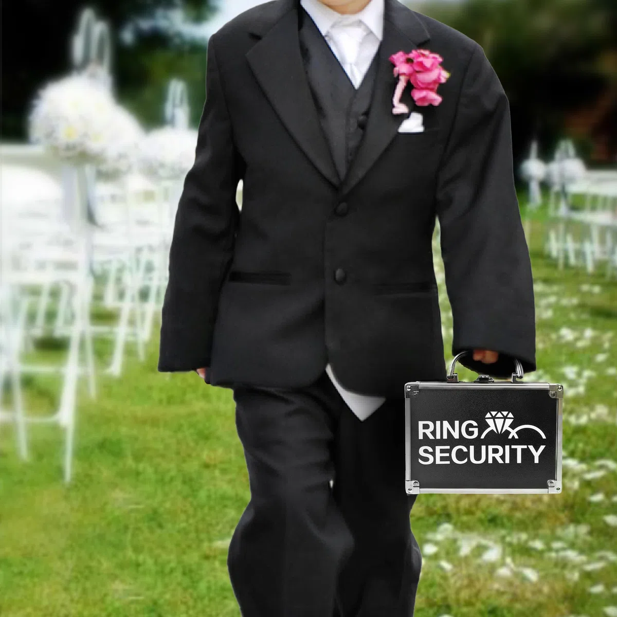 Cartella per anelli di sicurezza, 6 pezzi, con distintivo, papillon, occhiali da sole, auricolare e biglietto di missione, agente speciale di sicurezza per proposte di matrimonio, cosplay, confezione