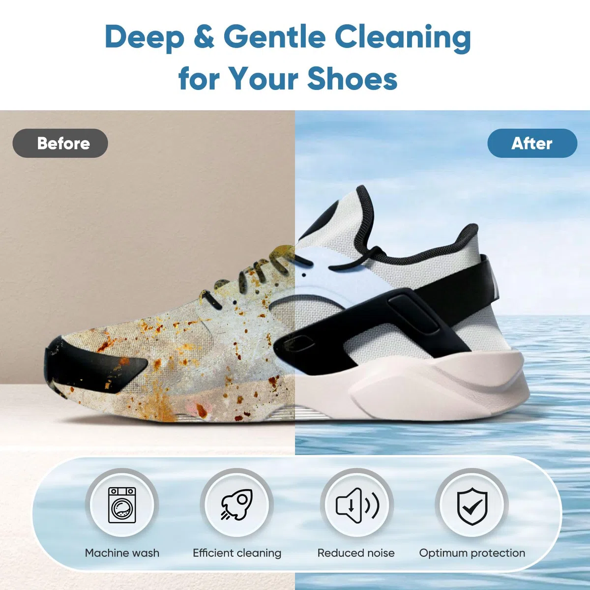 Aship 2 Pezzi Sacchetti Scarpe Lavatrice con Allarga Scarpe e Tasca laterale in rete, Sacchetti per Lavare Scarpe in Lavatrice con Pulizia a 360° e cerniera laterale nascosta (Bianco)
