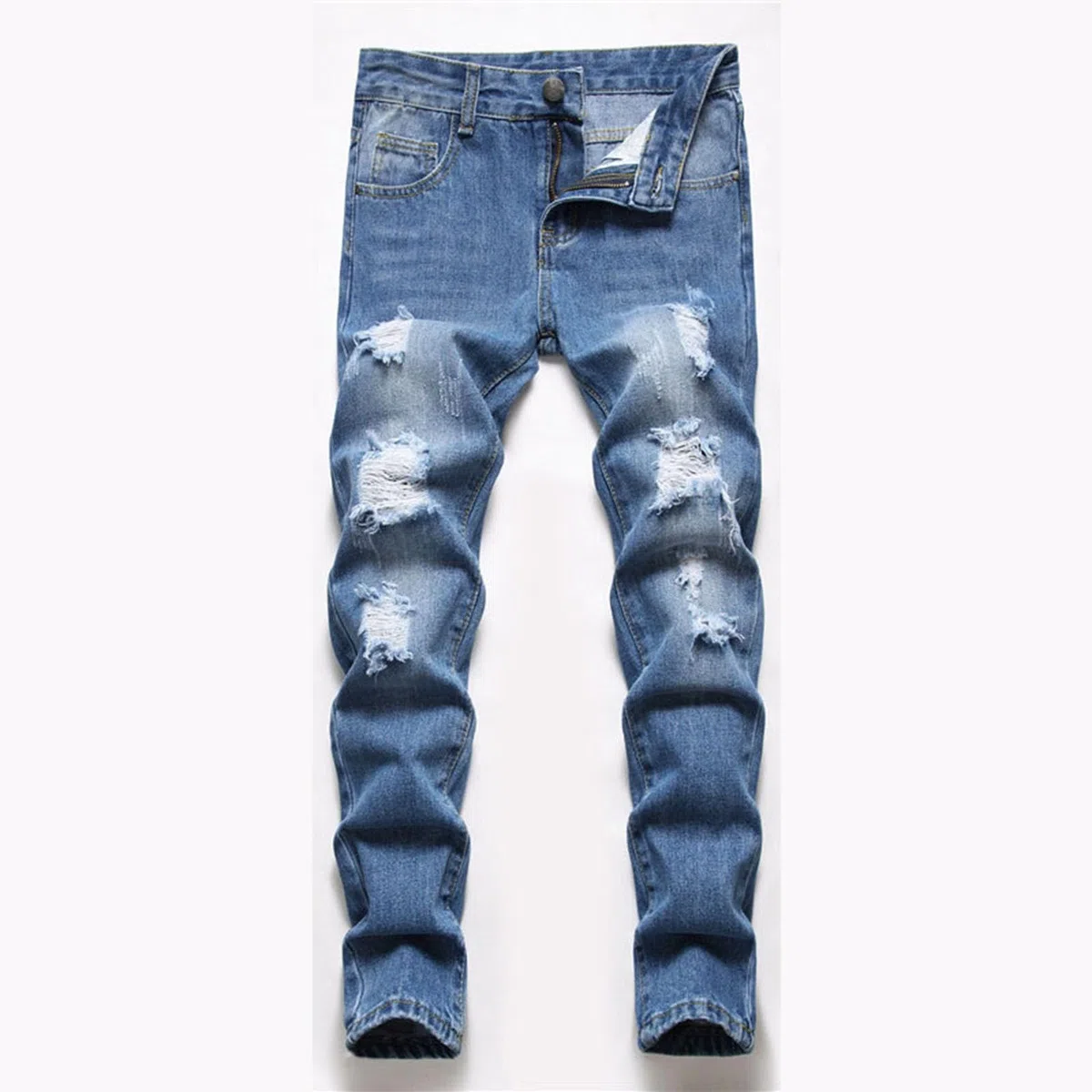 Generico Jeans Bambino 3-16 Anni Elasticizzati Regular Strappati Pantaloni Jeans Denim Ragazzo Elastico Vita Vintage Pantaloni da Lavoro Cargo Stretch Autunnale Scuola Streetwear Tasche