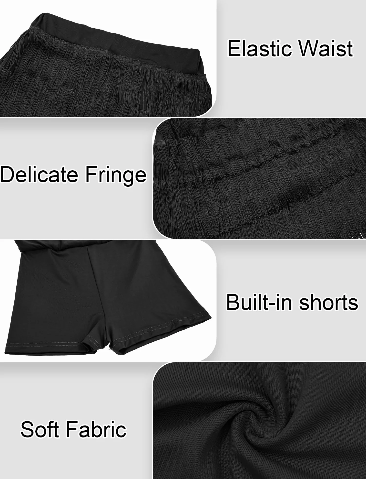 SEAUR Gonna latina da donna con frange, con pantaloncini, Tango Rumba Cha Cha Samba, abbigliamento da danza, lunghezza gonna: 38-39 cm, EU S-XL = (Asie M-2XL)
