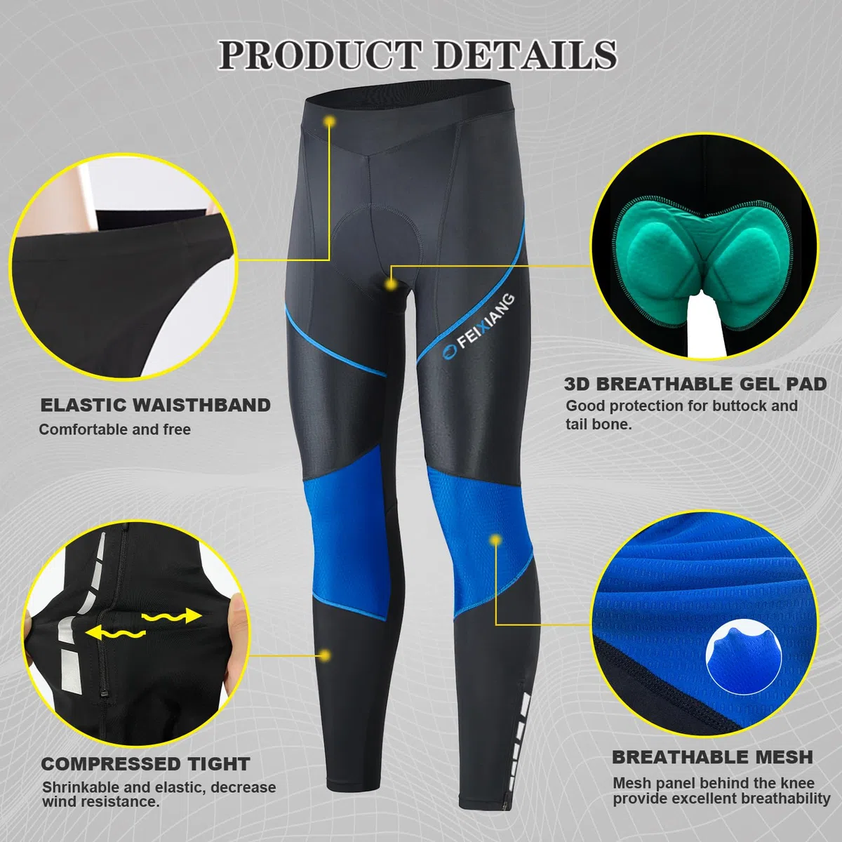 MEETWEE Ciclismo Lunghi Pantaloni Uomo,3D Gel Imbottito Traspirante Compression Mutande MTB Pantaloni da Bike Biciclette Bici