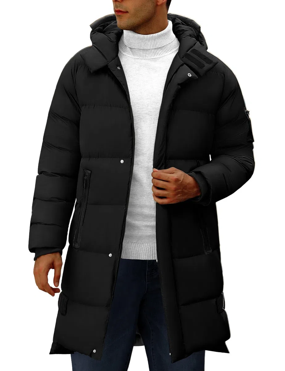 Yuson Girl Cappotto Uomo Invernale Parka Caldo Giacca Antivento Cappotto con Cappuccio Lungo Giubbotto Impermeabili Giaccone Trapuntata Cappotti con Cerniera e Tasche Giacca