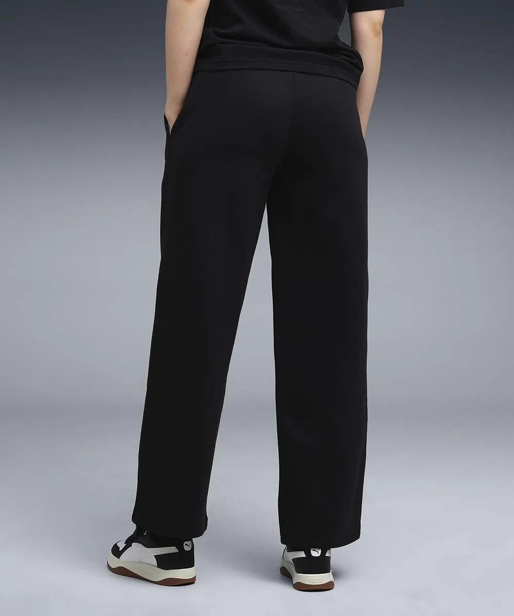 PUMA - Ess Nature 2.0 Comfort Logo Straight Pants FL Op, Pantaloni in Maglia Donna