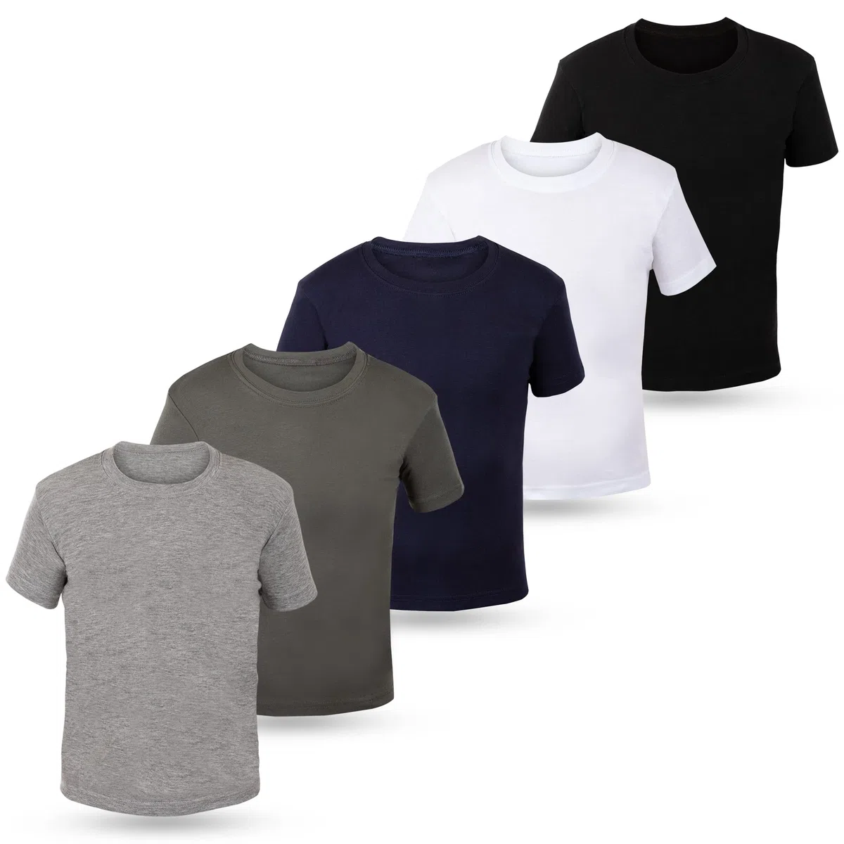 LOREZA ® 5 Bambini Ragazzi Ragazze Maglietta Canottiere Intima a Maniche Corte 100% Cotone a Coste Fini Unisex