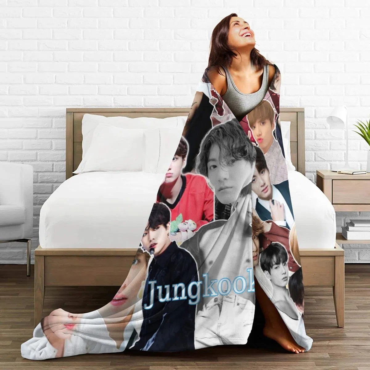 Jungkook, coperta morbida e confortevole in pile di lana, per divano, ufficio, auto, campeggio, yoga, viaggi, decorazione per la casa, accogliente coperta da spiaggia in peluche, regalo