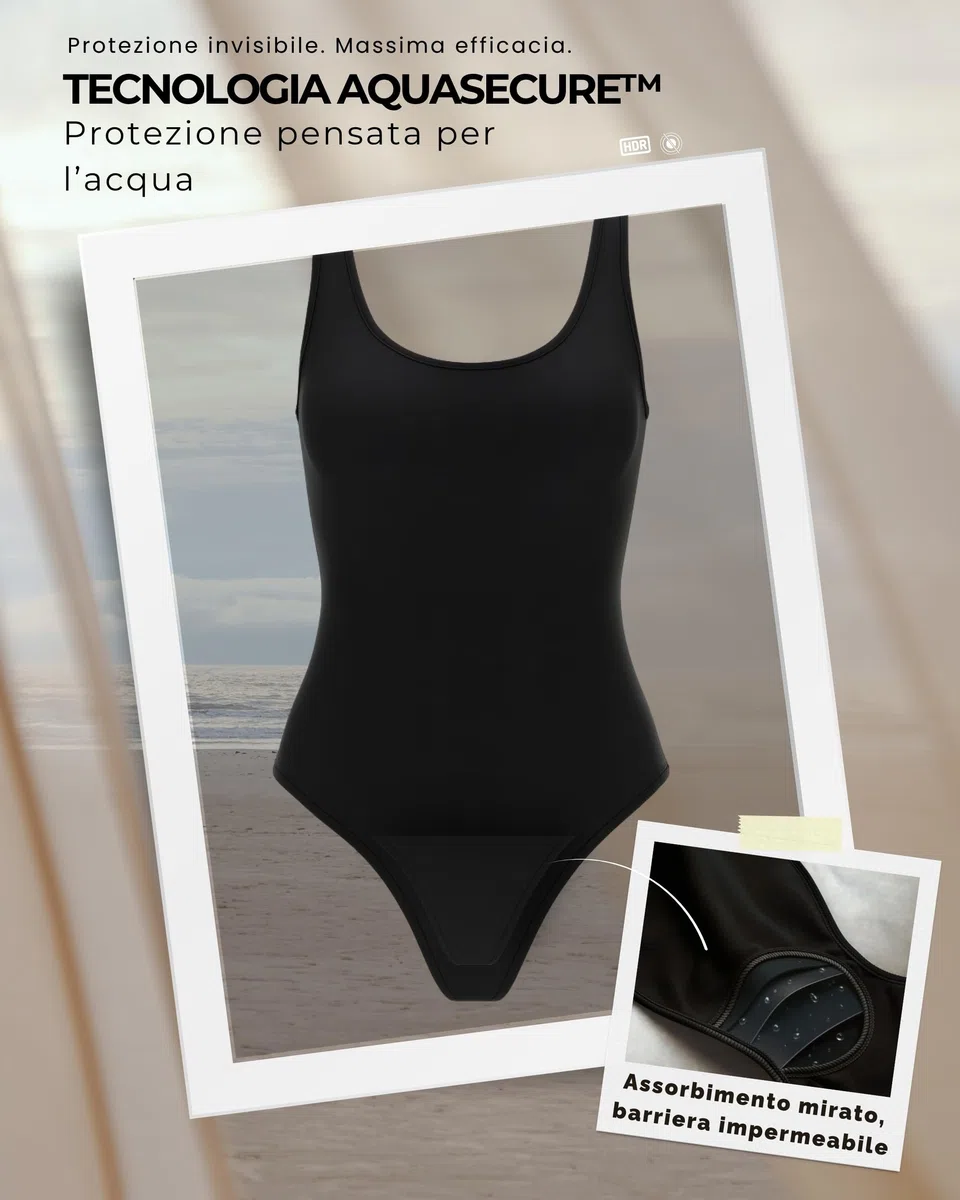 Costume da Bagno Mestruale 1 Pezzo per Donna & Ragazza | Tecnologia AquaSecure | Flusso Leggero-Medio | Anti-UV | Piscina, Mare & Nuoto | Riutilizzabile, Ecologico, Oeko-Tex