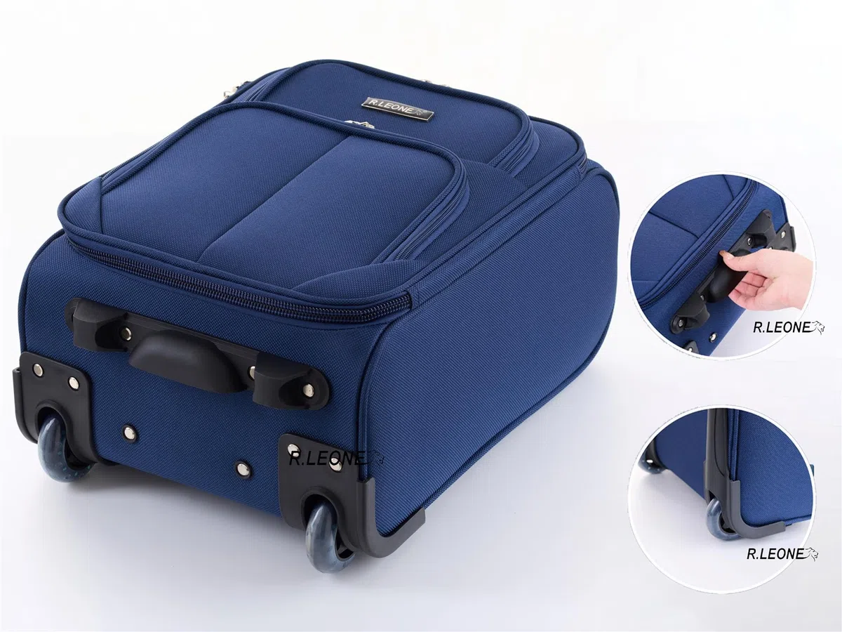 R.Leone Bagaglio a Mano 40x30x20cm Wizzair Vueling 2 Ruota in stoffa A16 (Verde, XXS 40x30x20cm 2Ruota)