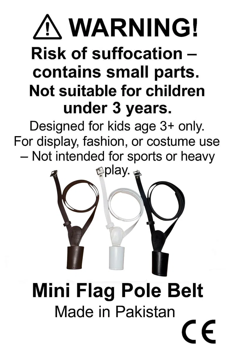 Cintura trasversale per asta portabandiera in pelle di piccole dimensioni, regolabile, marrone, bianco e nero, per bambini, per cerimonie o eventi