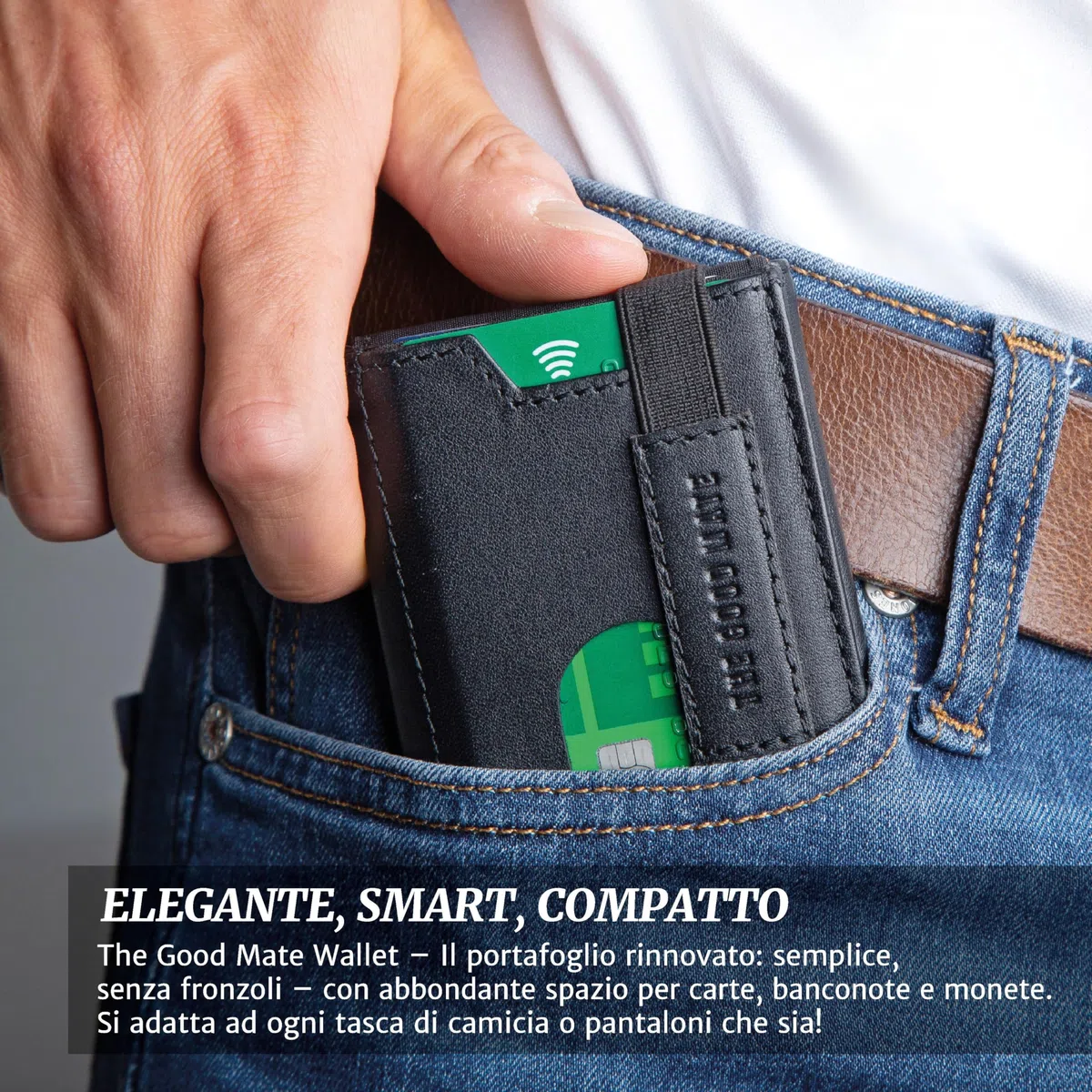 Portafoglio uomo slim con portamonete, scomparto banconote tradizionale e porta carte credito schermato - Portafogli in pelle vera | Smart wallet piccolo e sottile | Portacarte RFID