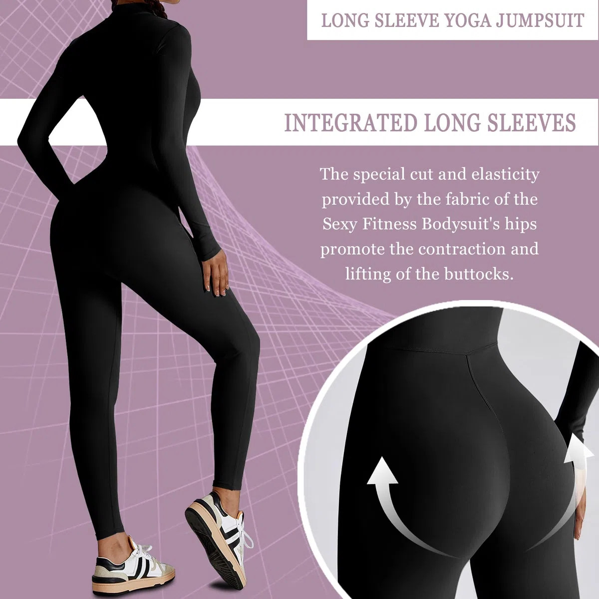 Tuta Intera Donna Sportiva Maniche Lunghe Jumpsuit Aderente Sexy Cerniera Completo per Yoga Palestra Abbigliamento Zip Costine Tutina Sportivo