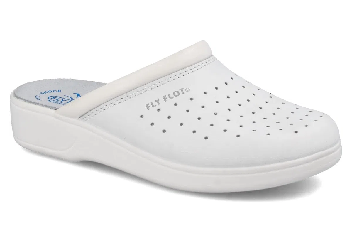 Fly Flot | Man Professional, Zoccoli Sanitari Uomo, Ciabatta con Tomaia in Pelle Forata e Sottopiede in Pelle Scamosciato
