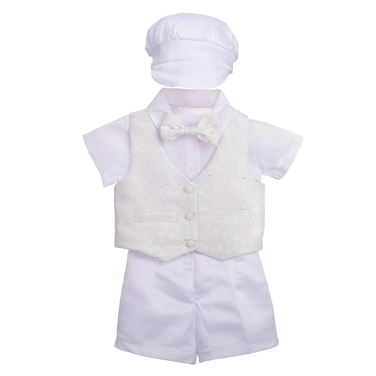 Lito Angels - Abito da Battesimo per Bimbo, Completo Battesimo con Papillon e Cappello (Avorio, Manica Corta)