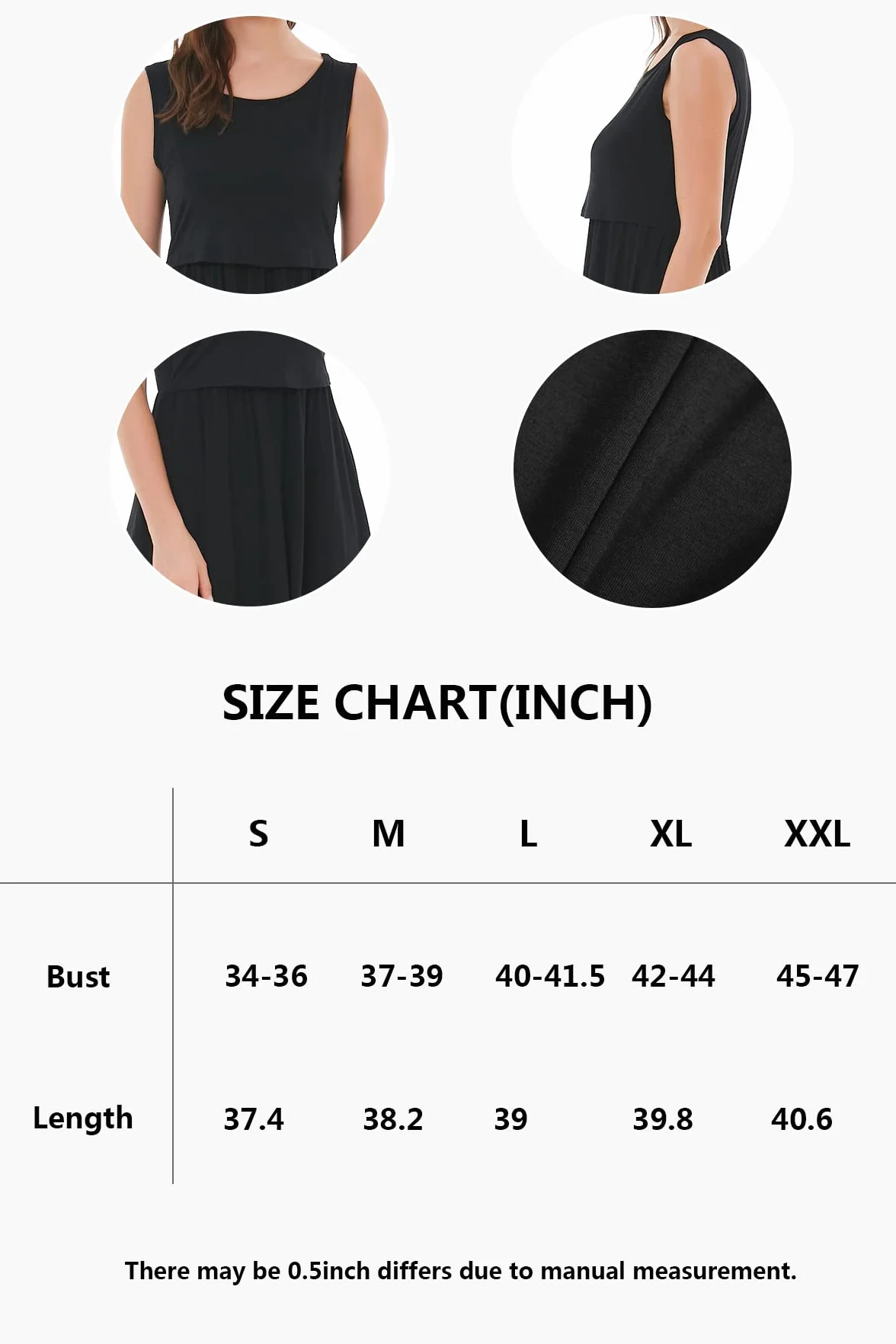 Smallshow Vestito Patchwork Premaman da Allattamento con Tasche Senza Maniche per Le Donne