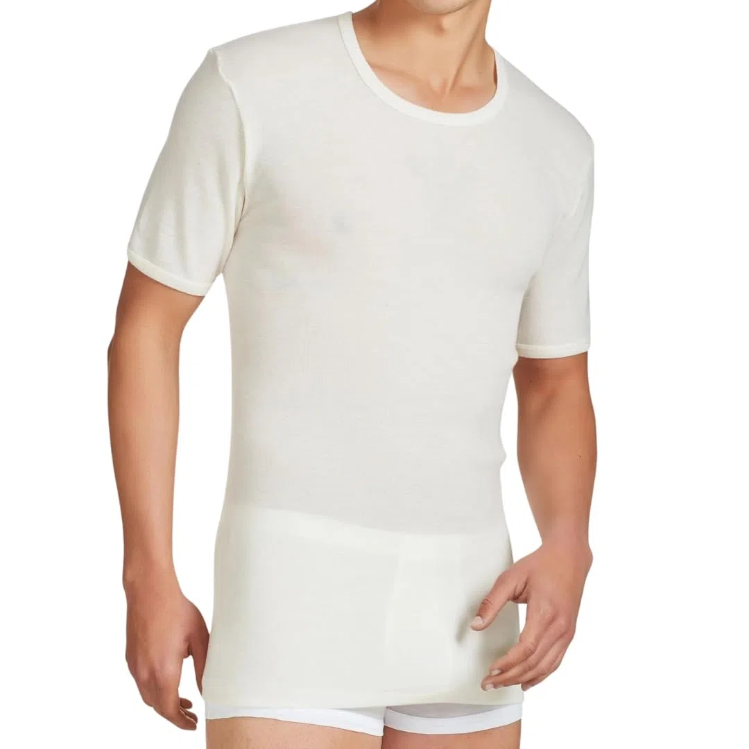 Irge - Maglie Intime Uomo Lana e Cotone (Pacco da 3) Girocollo e Scollo V Lana Fuori e Cotone sulla Pelle per L'Autunno e l'inverno