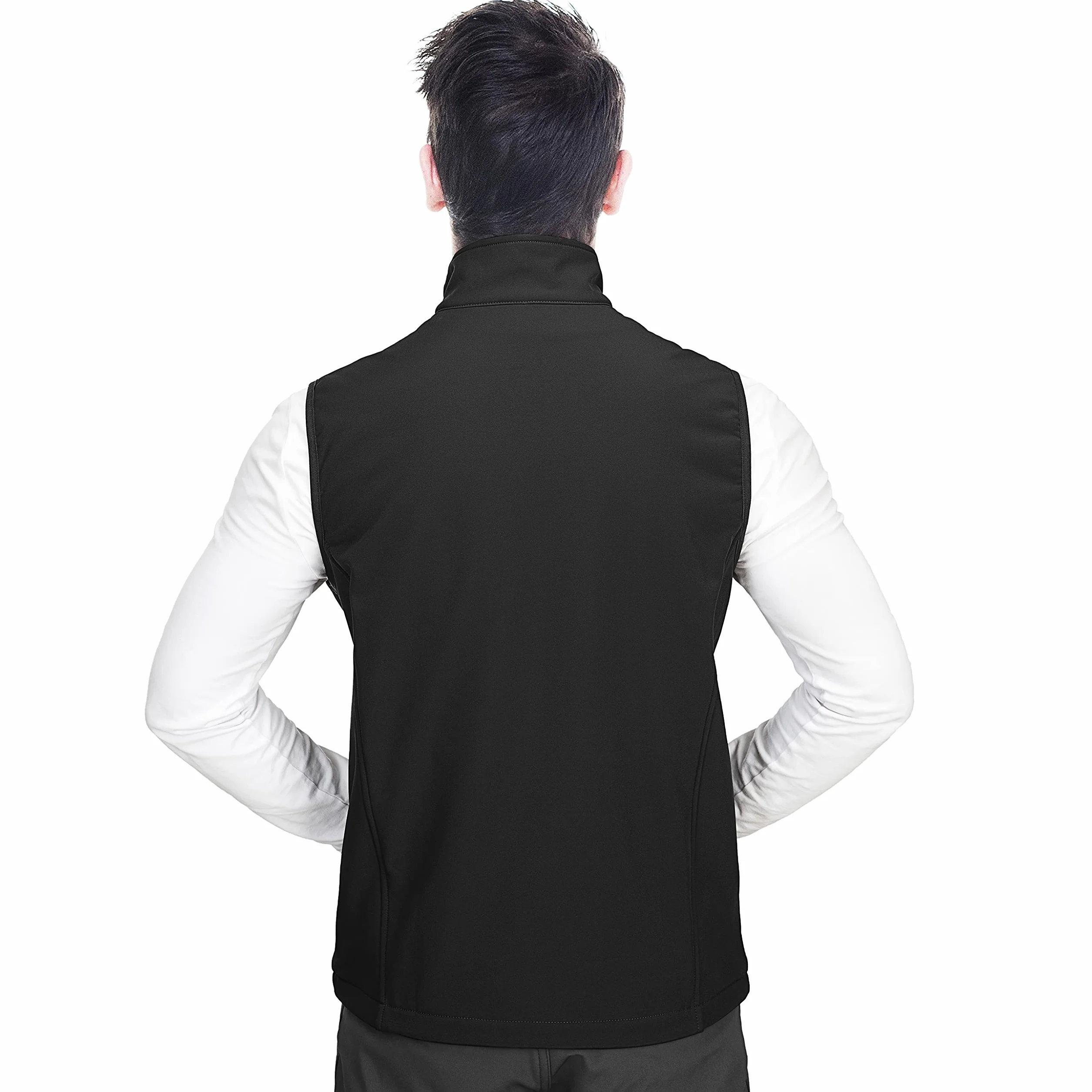33,000ft Giacca gilet softshell da uomo, cappotto senza maniche antivento e impermeabile, giacca calda con cerniera per viaggi e attività all'aperto
