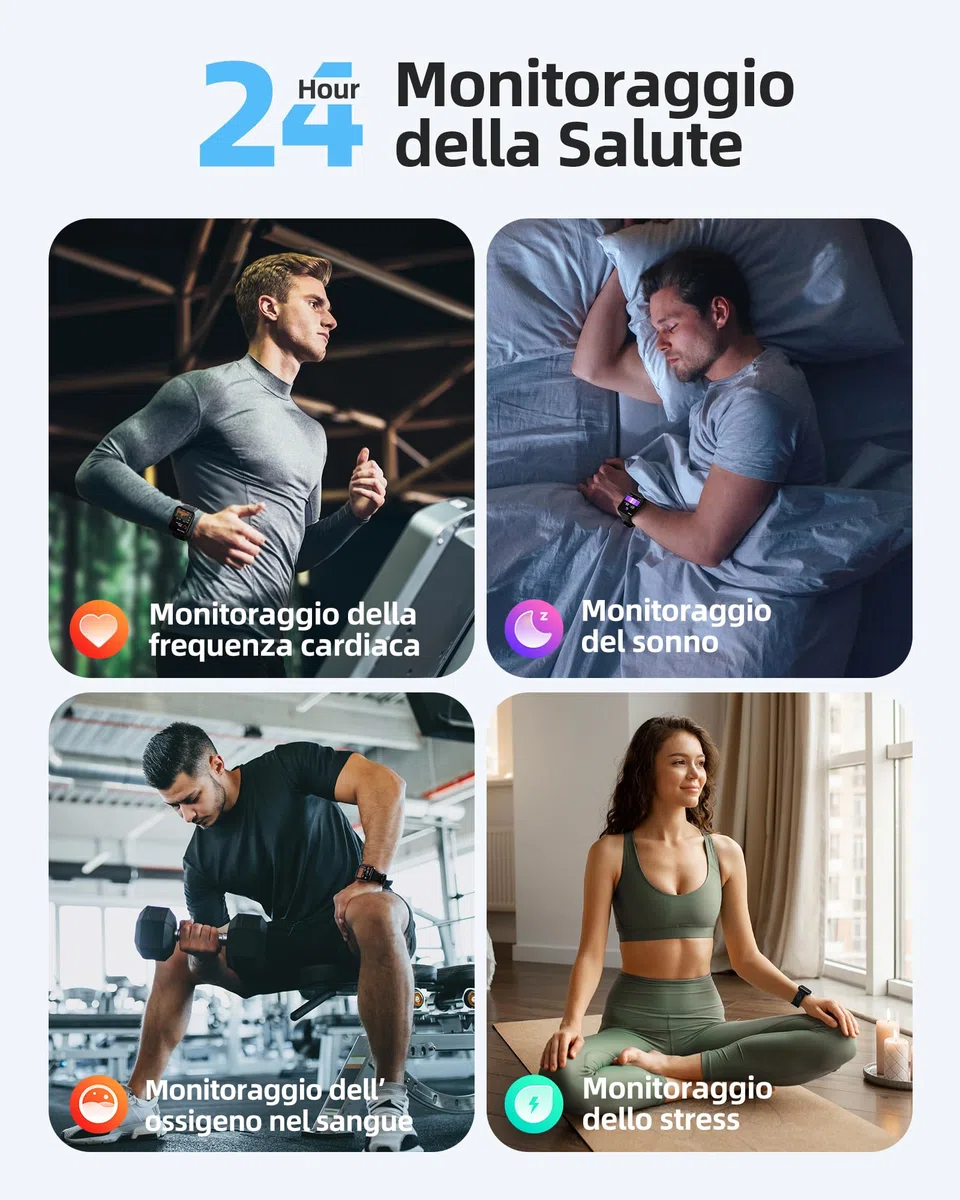Parsonver Smartwatch Uomo Donna con 5ATM Impermeabilità per Nuoto, Orologio Fitness con 100+ Sport, Frequenza Cardiaca, Sonno, Calorie, SpO2, Smart watch per iPhone Android (Nero, 1.8”)