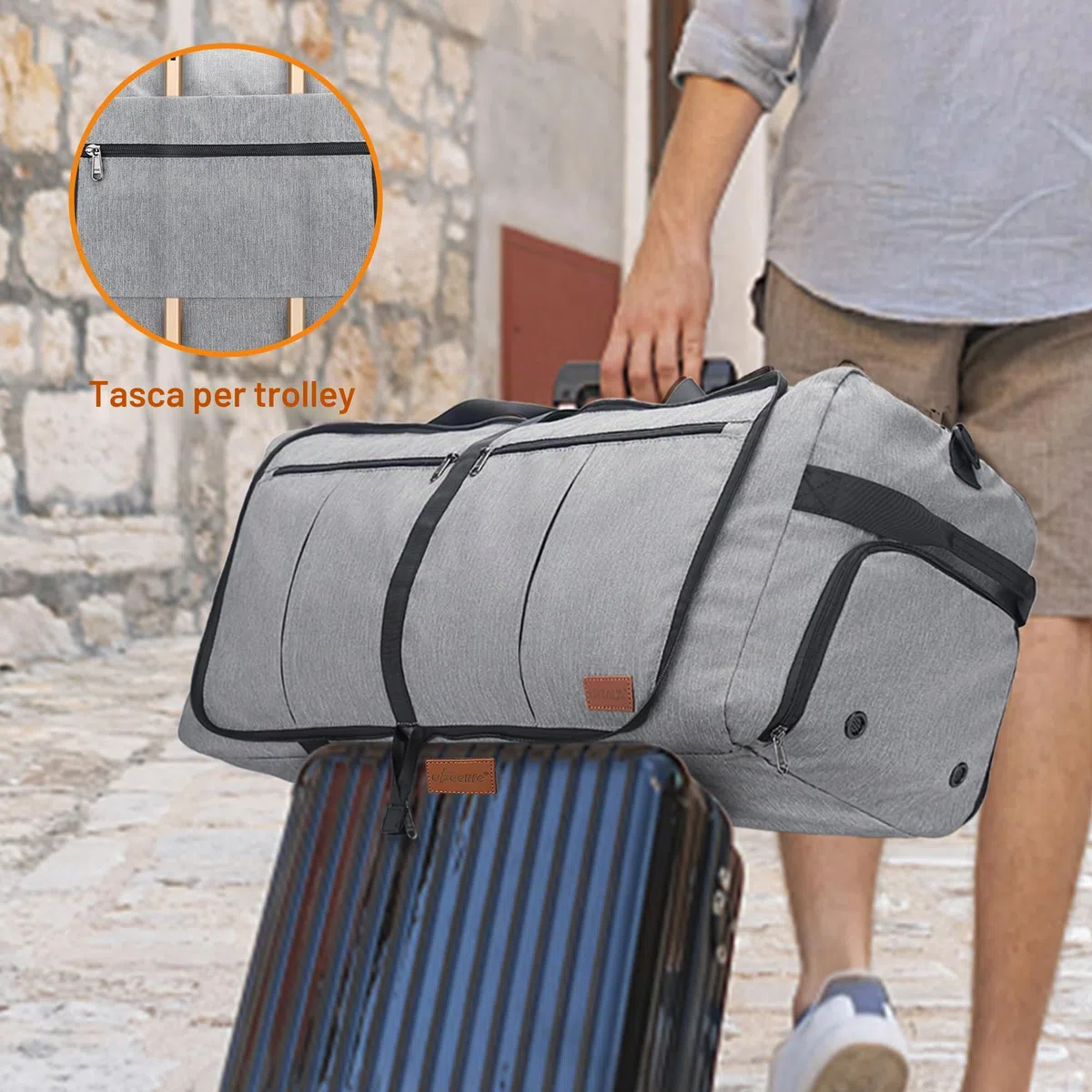 Upeelife Borsone da Viaggio, 125L Borsa da Viaggio Pieghevole Uomo Donna, Borsone Palestra Sportivo Impermeabile con Scomparto per Scarpe e Tasca Bagnata