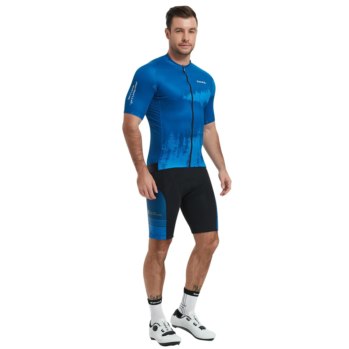 Santic Pantaloni Ciclismo Uomo Imbottiti Bicicletta Pantaloncini